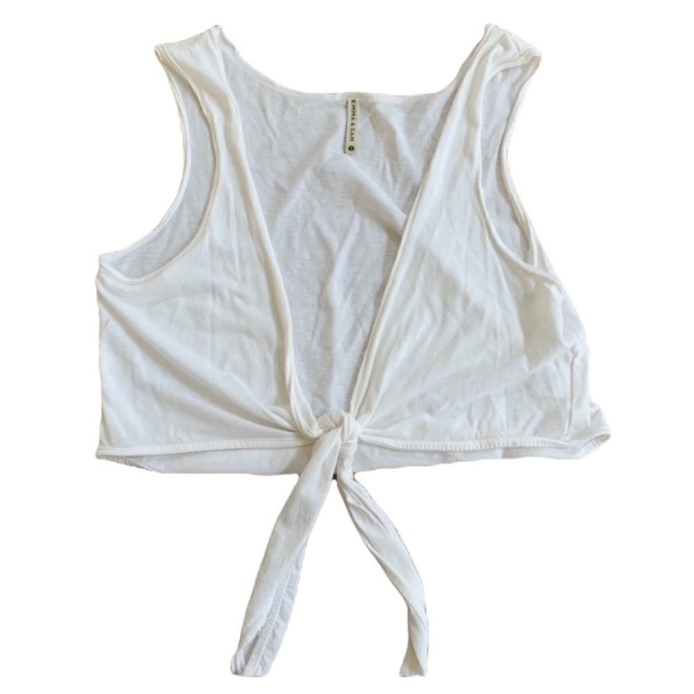 Emma & Sam white tie front crop top